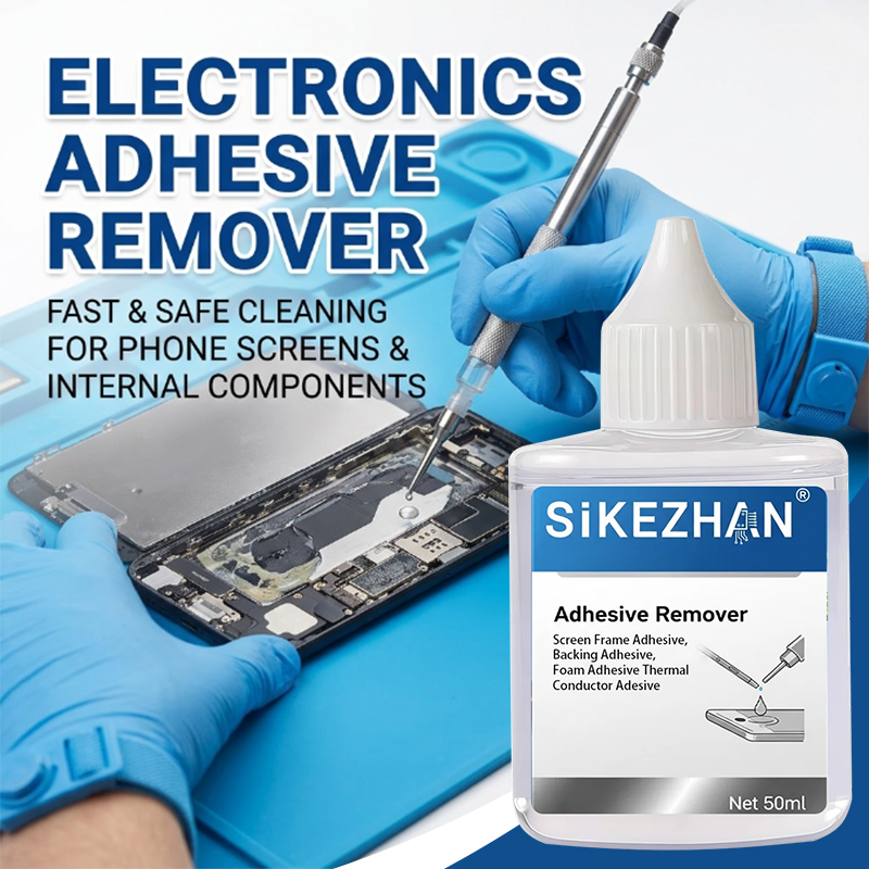 Electronics Repair Tools - น้ำยาทำความสะอาดกาวอเนกประสงค์สำหรับชิ้นส่วนอิเล็กทรอนิกส์และน้ำยาลอกกาวหลังแผ่นกาว เครื่องมือซ่อมแซมระดับมืออาชีพ 50 มล. SIKEZHAN