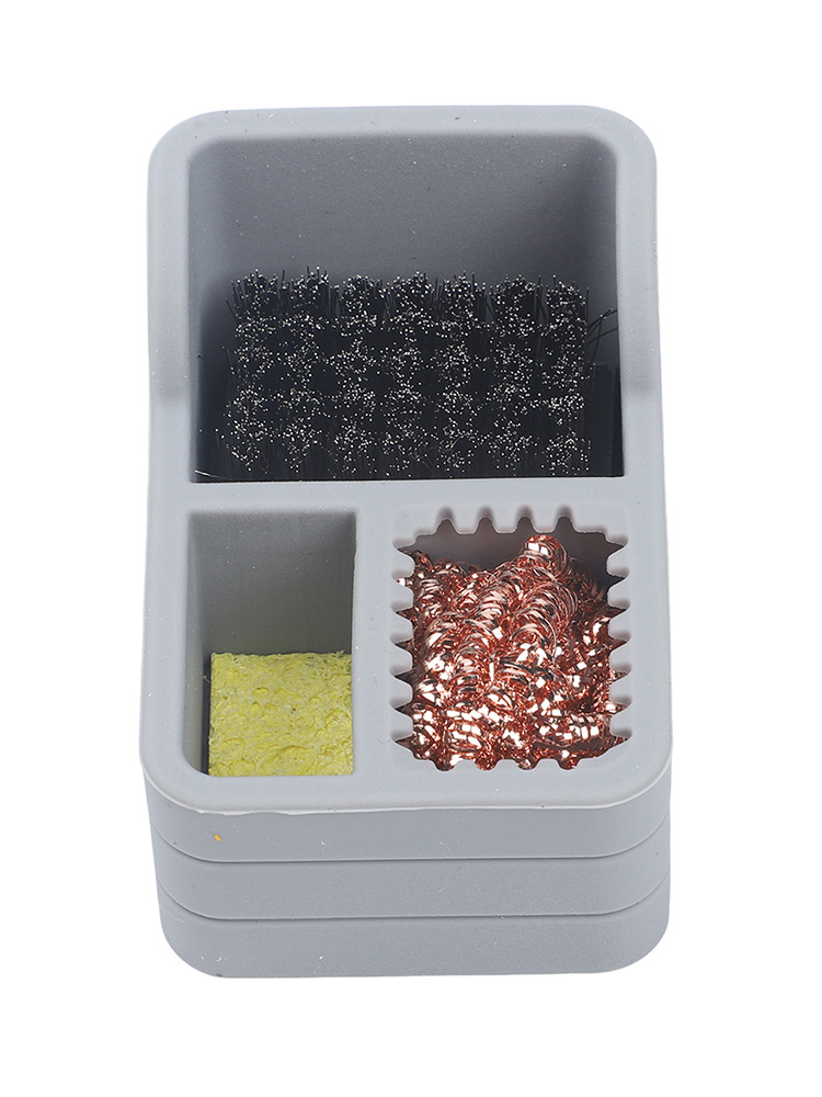 Electronics Repair Tools - กล่องทำความสะอาดหัวแร้งซิลิโคน 3 in 1 พร้อมแปรงลวด ฟองน้ำ